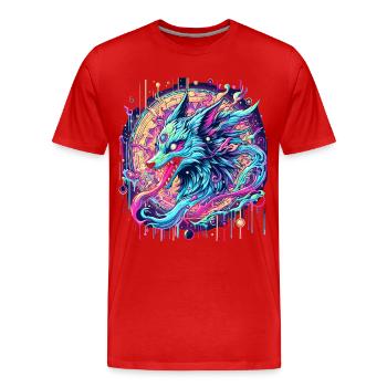 Psychedelische Fuchs Kopf Goa Kunst - Männer Premium Bio T-Shirt - Rot - Vorne - Damien (186cm)