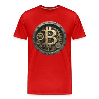 Die Bitcoin-Maschine - Männer Premium Bio T-Shirt - Rot - Vorne - Damien (186cm)