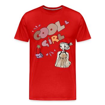Cool Girl, Girl - Men's Premium Organic T-Shirt - red - Front - Damien (186cm)
