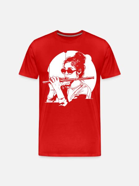 Drawing flutist - Men's Premium Organic T-Shirt - red