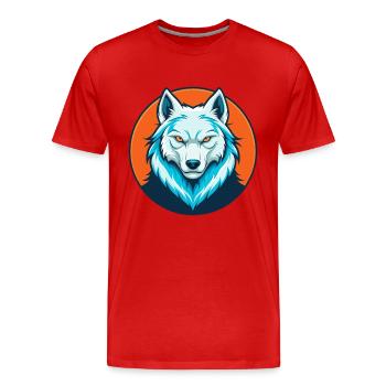 Arctic Wolf Cute Kawaii Cartoon Animal Pet Logo - Men's Premium Organic T-Shirt - red - Front - Damien (186cm)