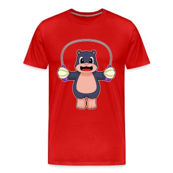 Maulwurf Seilspringen Springseil Fitness - Männer Premium Bio T-Shirt - Rot - Vorne - Damien (186cm)