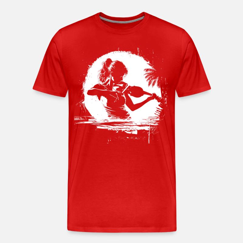 Weiblicher Violinist - Männer Premium Bio T-Shirt - Rot