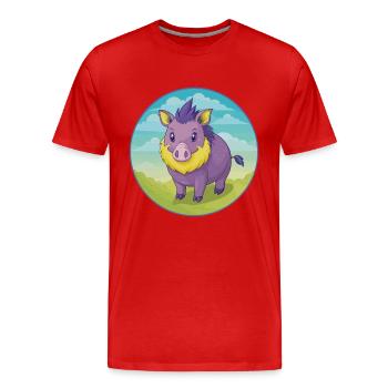 sanglier mignon kawaii dessin animé clipart animal de compagnie - T-shirt bio Premium Homme - rouge - Devant - Damien (186cm)