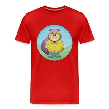 Biber Niedlich Kawaii Cartoon Clipart Tier Haustier - Männer Premium Bio T-Shirt - Rot - Vorne - Damien (186cm)