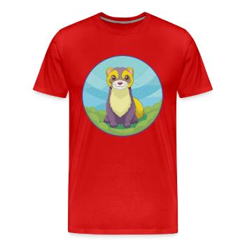 Ferret Cute Kawaii Cartoon Clipart Animal Pet - Men's Premium Organic T-Shirt - red - Front - Damien (186cm)