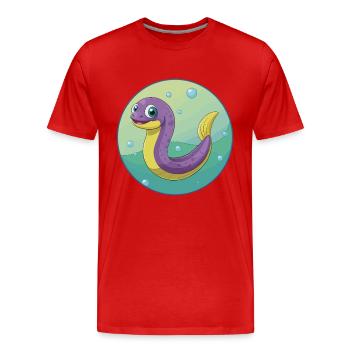 Anguille mignon kawaii dessin animé Clipart animal de compagnie - T-shirt bio Premium Homme - rouge - Devant - Damien (186cm)