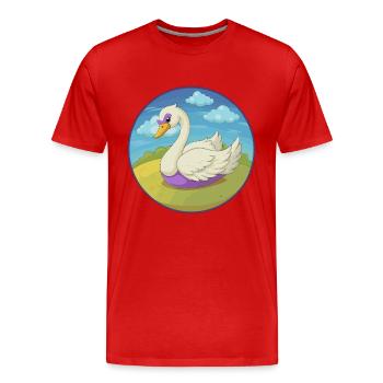 cygne mignon kawaii dessin animé clipart animal de compagnie - T-shirt bio Premium Homme - rouge - Devant - Damien (186cm)