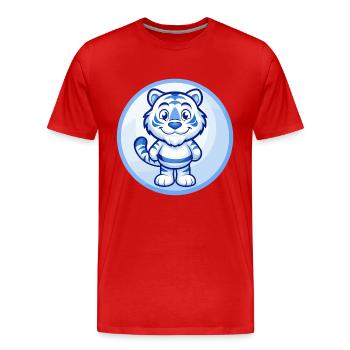Tigre Bleu Kawaii Dessin Animé Personnage Clipart Animal de compagnie - T-shirt bio Premium Homme - rouge - Devant - Damien (186cm)