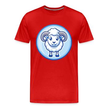 Ram Blau Niedlich Kawaii Cartoon Figur Clipart Haustier - Männer Premium Bio T-Shirt - Rot - Vorne - Damien (186cm)