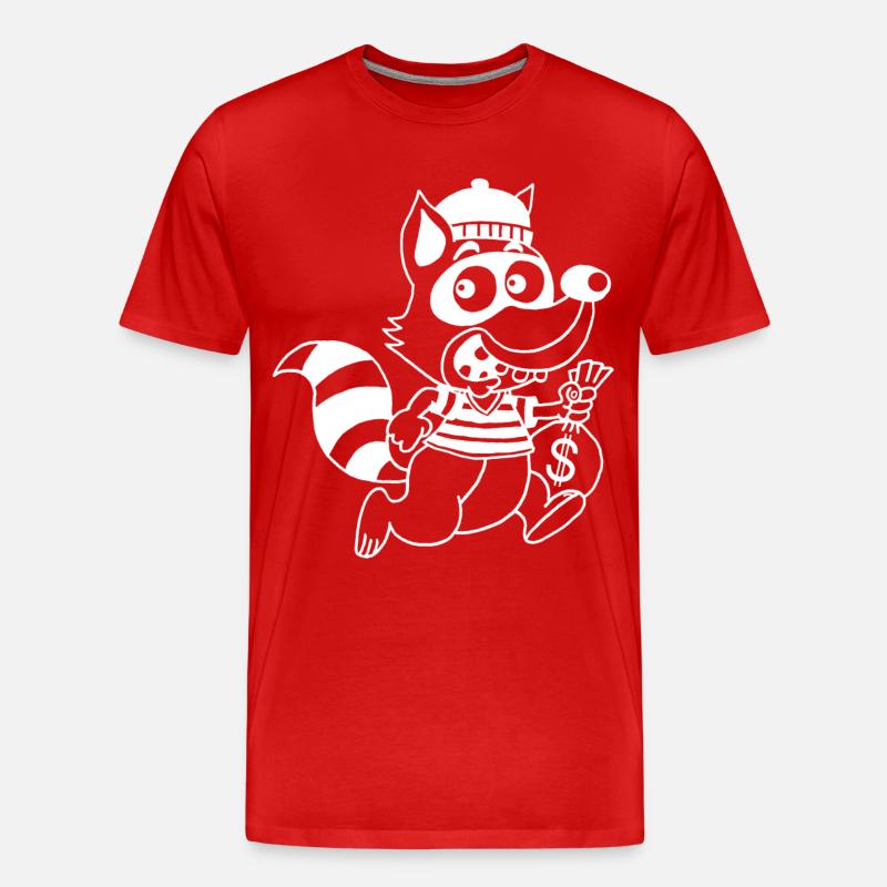Dieb Waschbär (Weiß) - Männer Premium Bio T-Shirt - Rot