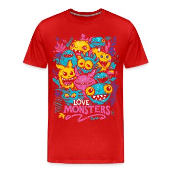 Liebesmonster - Männer Premium Bio T-Shirt - Rot - Vorne - Damien (186cm)