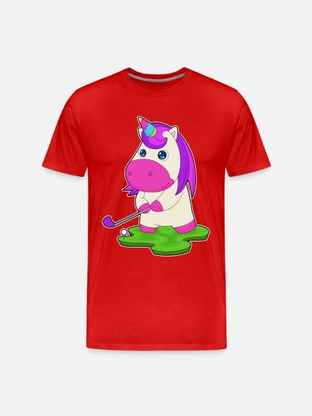 Einhorn Golf Golfschläger - Männer Premium Bio T-Shirt - Rot