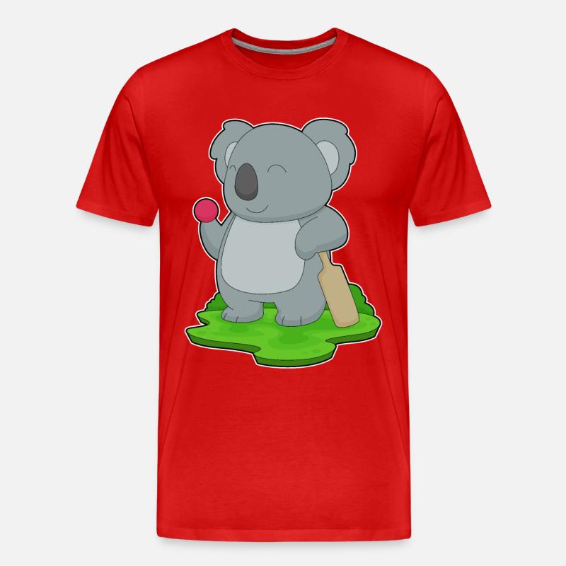 Koala Cricket Cricketschläger - Männer Premium Bio T-Shirt - Rot