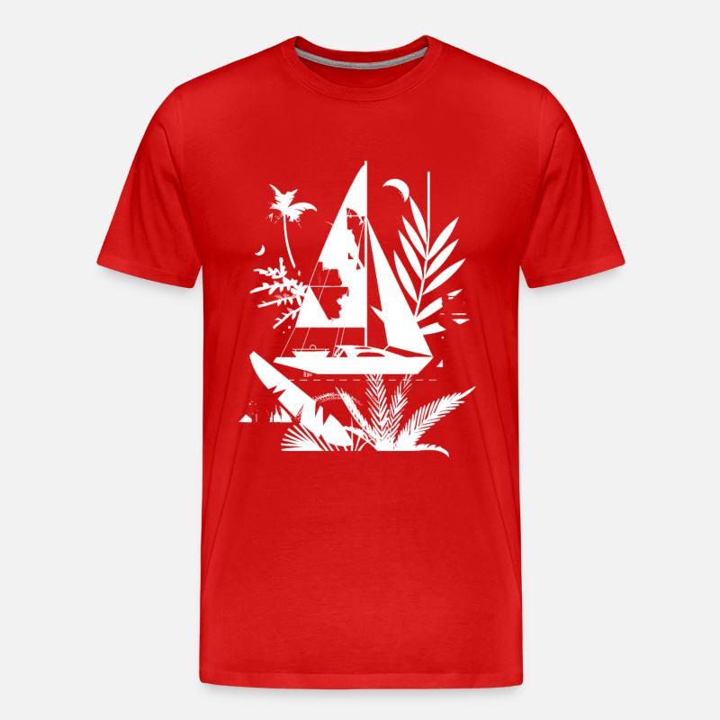 Segelboot Comic - Männer Premium Bio T-Shirt - Rot