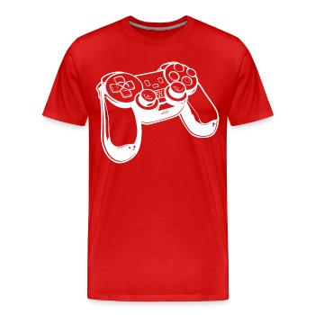 Croquis de manette de jeu - T-shirt bio Premium Homme - rouge - Devant - Damien (186cm)