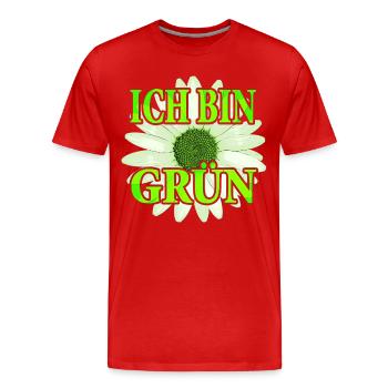 I Am Green - Daisy Flower - Men's Premium Organic T-Shirt - red - Front - Damien (186cm)