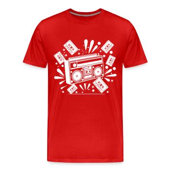 Radiocassette, musique, nostalgie - T-shirt bio Premium Homme - rouge - Devant - Damien (186cm)