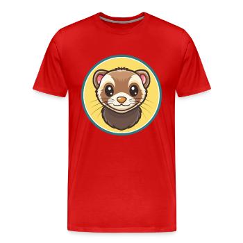 Ferret Kawaii Cartoon Character Animal Pet Face - Men's Premium Organic T-Shirt - red - Front - Damien (186cm)