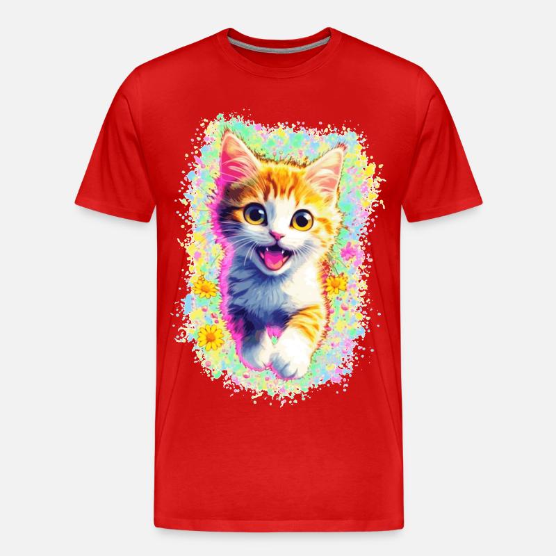 Glückliches Kätzchen 🌼🌸 - Männer Premium Bio T-Shirt - Rot