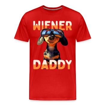 Wiener Daddy Dackel Dad Dachshund Papa Vatertag - Männer Premium Bio T-Shirt - Rot - Vorne - Damien (186cm)
