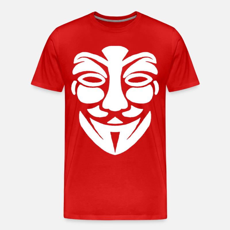 Anonymes Gesicht - Männer Premium Bio T-Shirt - Rot