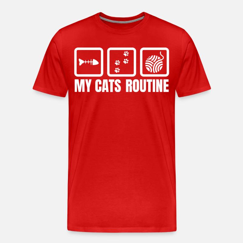 Routine meiner Katze - Männer Premium Bio T-Shirt - Rot