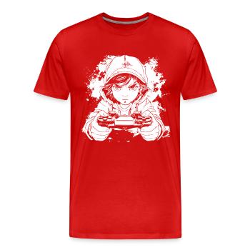 Gamer Anime Style - T-shirt bio Premium Homme - rouge - Devant - Damien (186cm)