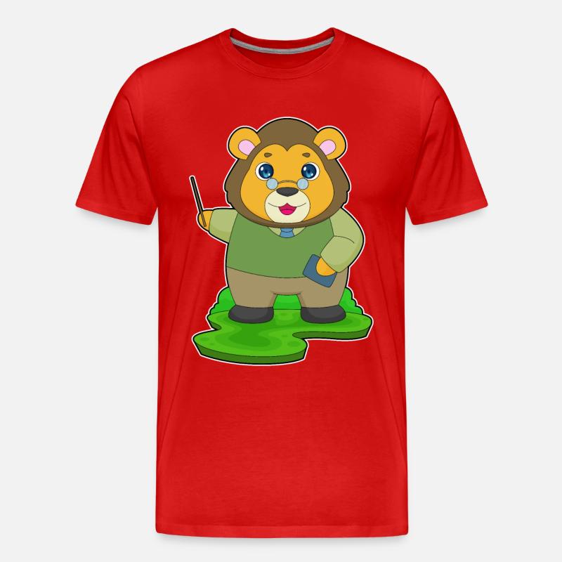 Löwe Lehrer Pointer - Männer Premium Bio T-Shirt - Rot