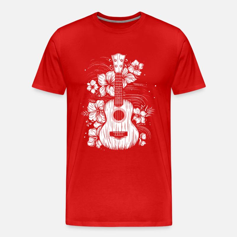 Ukulele Comic Look - Männer Premium Bio T-Shirt - Rot