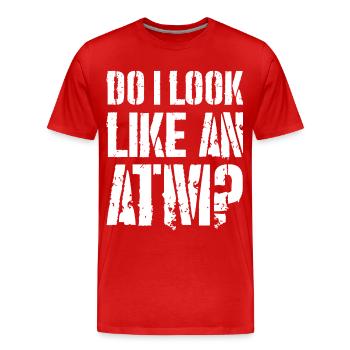 Sehe ich aus wie ein Geldautomat - Männer Premium Bio T-Shirt - Rot - Vorne - Damien (186cm)