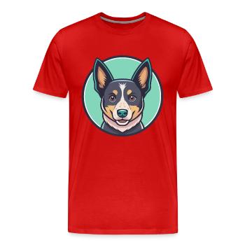 Australian Stumpy Tail Cattle Dog Breed Cartoon - T-shirt bio Premium Homme - rouge - Devant - Damien (186cm)