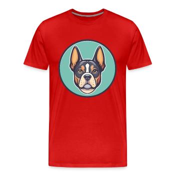 Braque Saint Germain Chien Race Dessin Animé Kawaii Pet - T-shirt bio Premium Homme - rouge - Devant - Damien (186cm)