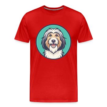 Catalan Sheepdog Dog Breed Cartoon Kawaii Clipart - Men's Premium Organic T-Shirt - red - Front - Damien (186cm)