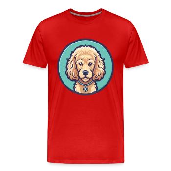 Corded Poodle Dog Breed Cartoon Kawaii Clipart Pet - Men's Premium Organic T-Shirt - red - Front - Damien (186cm)
