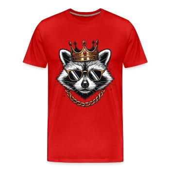 Cooler Waschbärkönig mit Crown Urban Swag - Männer Premium Bio T-Shirt - Rot - Vorne - Damien (186cm)