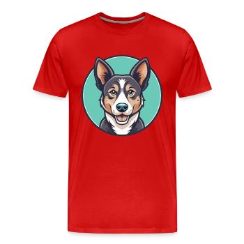Chien bâtard race dessin animé personnage Kawaii Clipart - T-shirt bio Premium Homme - rouge - Devant - Damien (186cm)