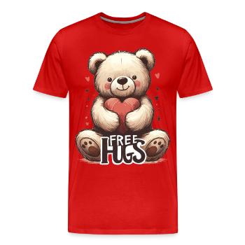 Cadeau de câlins gratuits en peluche - T-shirt bio Premium Homme - rouge - Devant - Damien (186cm)