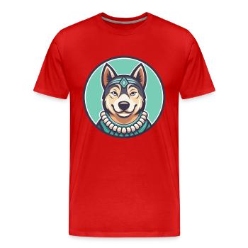Polynésien Chien Race Dessin Animé Kawaii Clipart Animal - T-shirt bio Premium Homme - rouge - Devant - Damien (186cm)