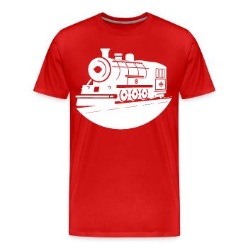 Dessin de locomotive - T-shirt bio Premium Homme - rouge - Devant - Damien (186cm)