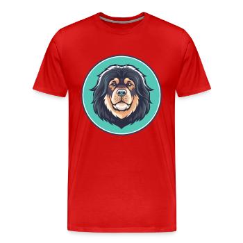 Tibetische Dogge Hunderasse Karikatur Kawaii Clipart - Männer Premium Bio T-Shirt - Rot - Vorne - Damien (186cm)