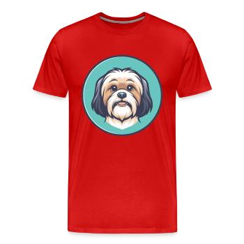 Tibetische Kyi Apso Hunderasse Cartoon Kawaii Clipart - Männer Premium Bio T-Shirt - Rot - Vorne - Damien (186cm)
