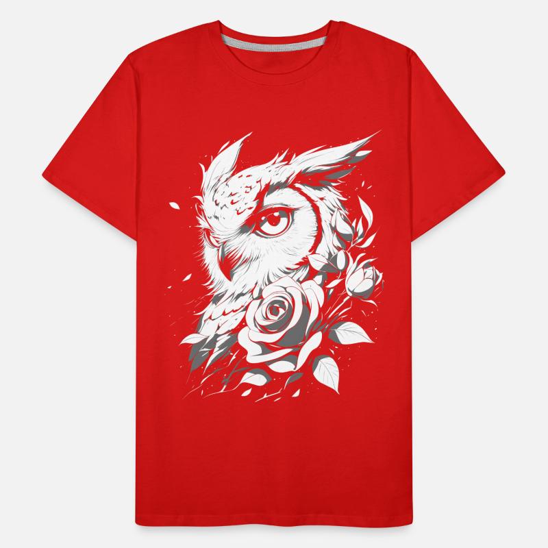 Eule Rose Blumen Ästhetik Nachteule Vogel Geschenk Männer Premium Bio T-Shirt