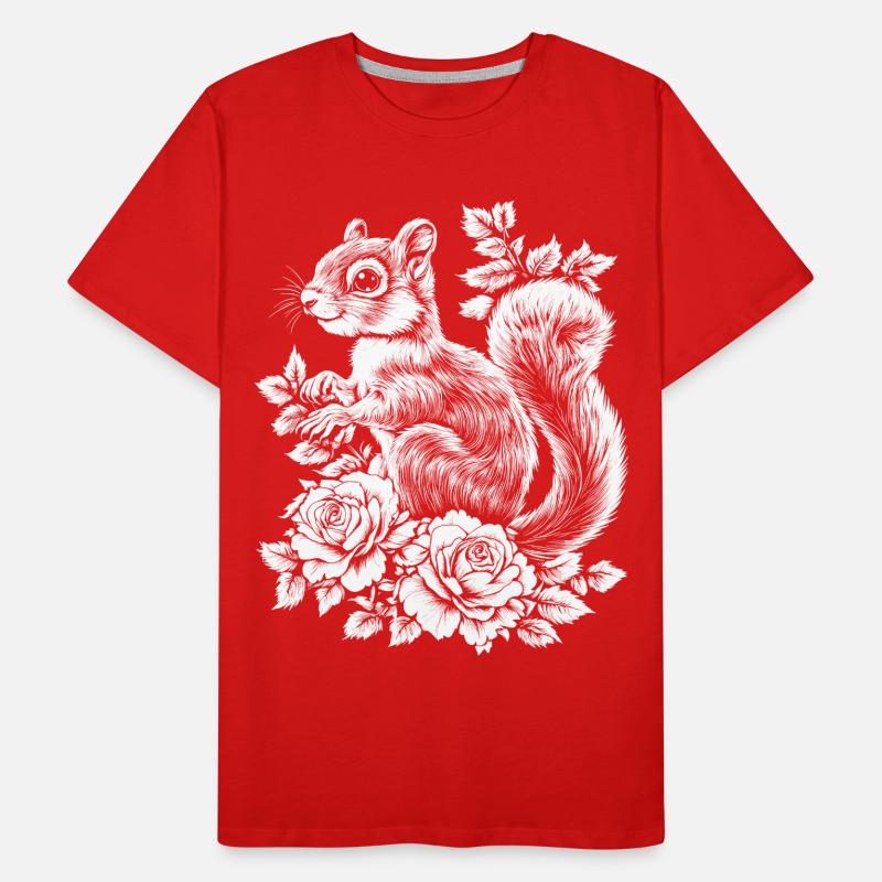 Hörnchen Rose Blumen Ästhetik Eichhörnchen Männer Premium Bio T-Shirt