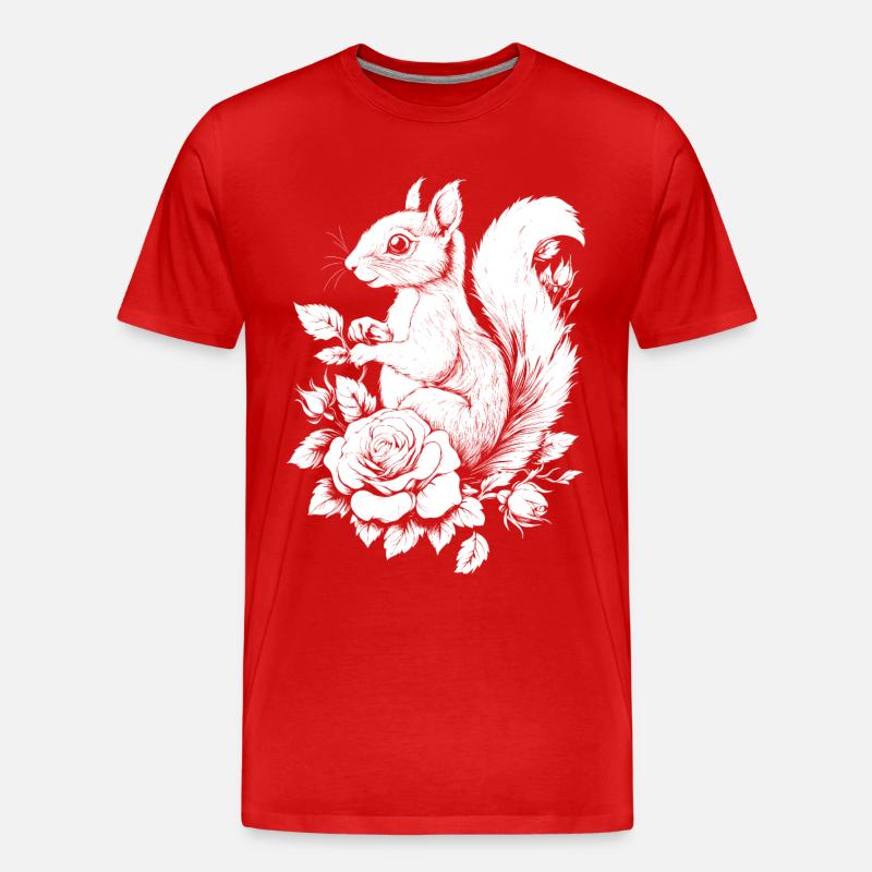 Eichhörnchen Blumen Rose Ästhetik Hörnchen - Männer Premium Bio T-Shirt - Rot