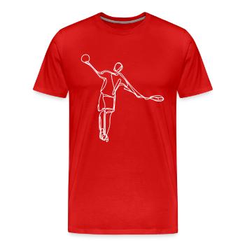 Badminton Player Drawing - Men's Premium Organic T-Shirt - red - Front - Damien (186cm)