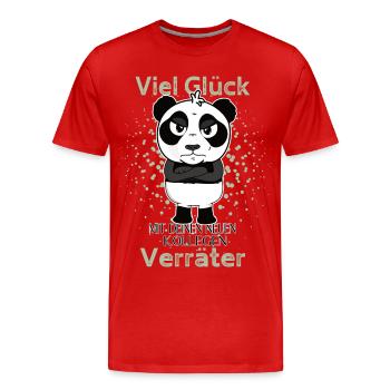 Bonne chance avec les nouveaux collègues Veräter Panda - T-shirt bio Premium Homme - rouge - Devant - Damien (186cm)