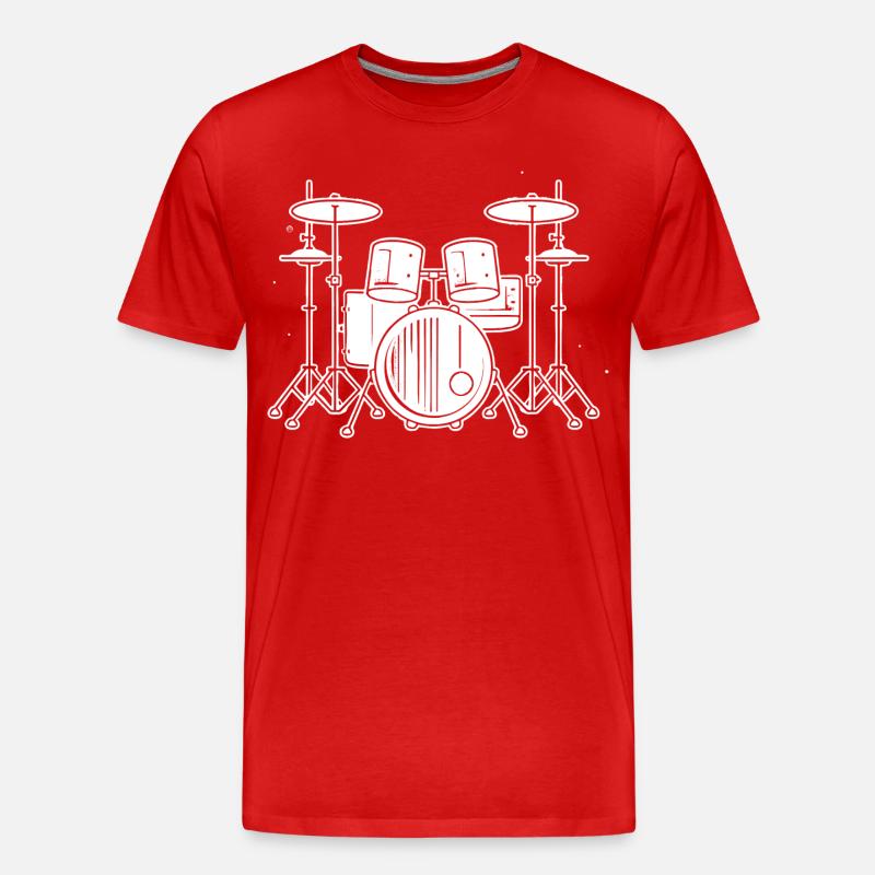 Drum Set Zeichnung - Männer Premium Bio T-Shirt - Rot