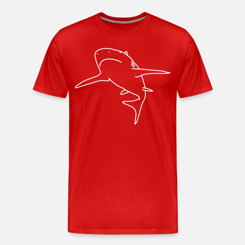 Hai lineart - Männer Premium Bio T-Shirt - Rot