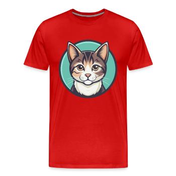 Hauskatze Rasse Karikatur Kawaii Tier Haustier - Männer Premium Bio T-Shirt - Rot - Vorne - Damien (186cm)